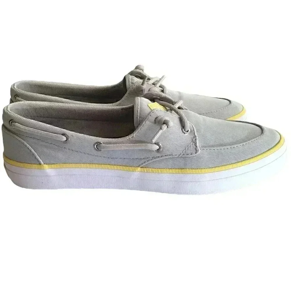 Sperry Crest Boat Women 9.5 Lace-Up Boat Shoes Gray Canvas Fabric Barrel Tie NEW - Picture 4 of 7